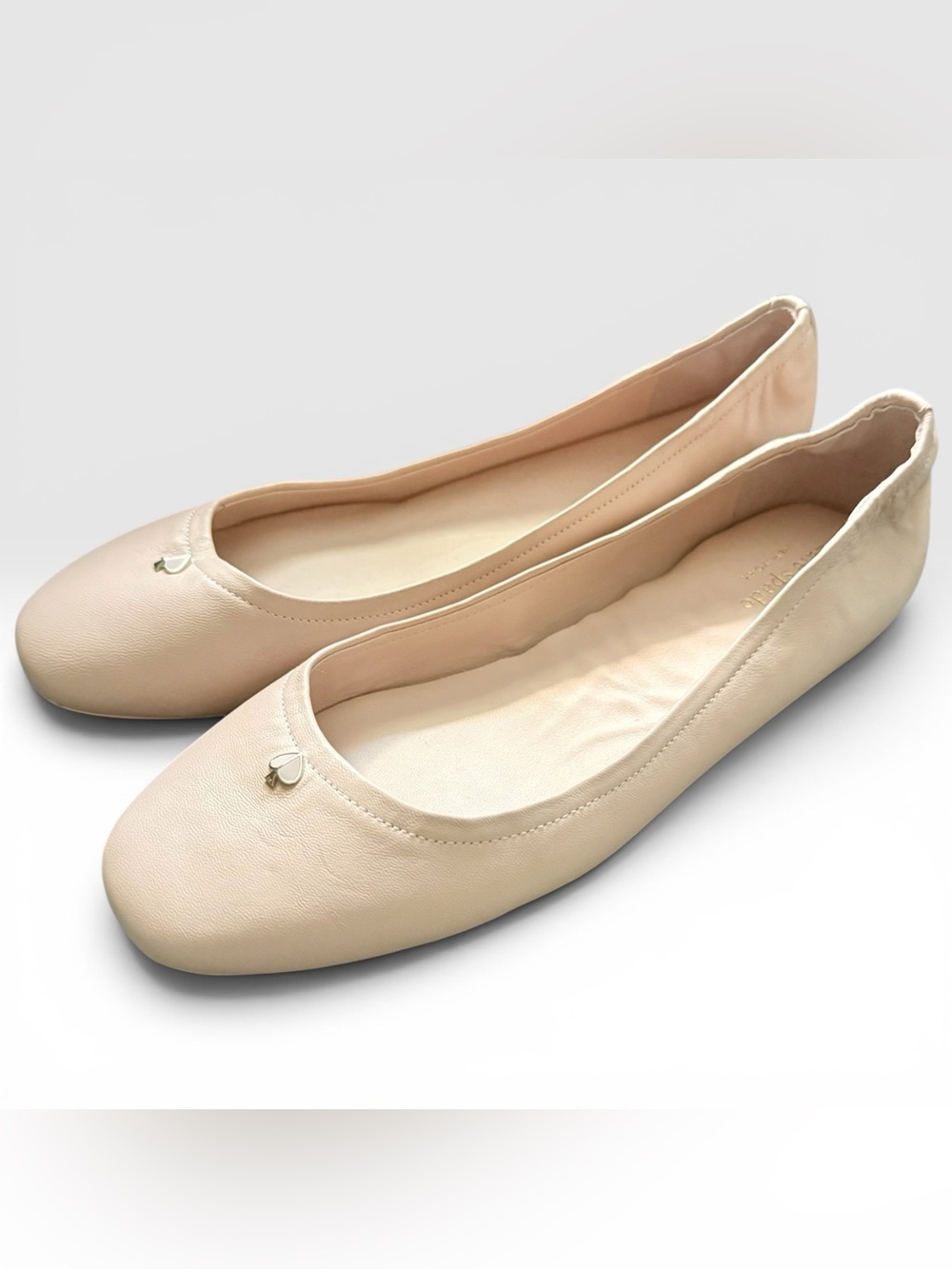 Kate Spade Pale Blush Pink Leather Ballet Flats Size 9M Spade Logo